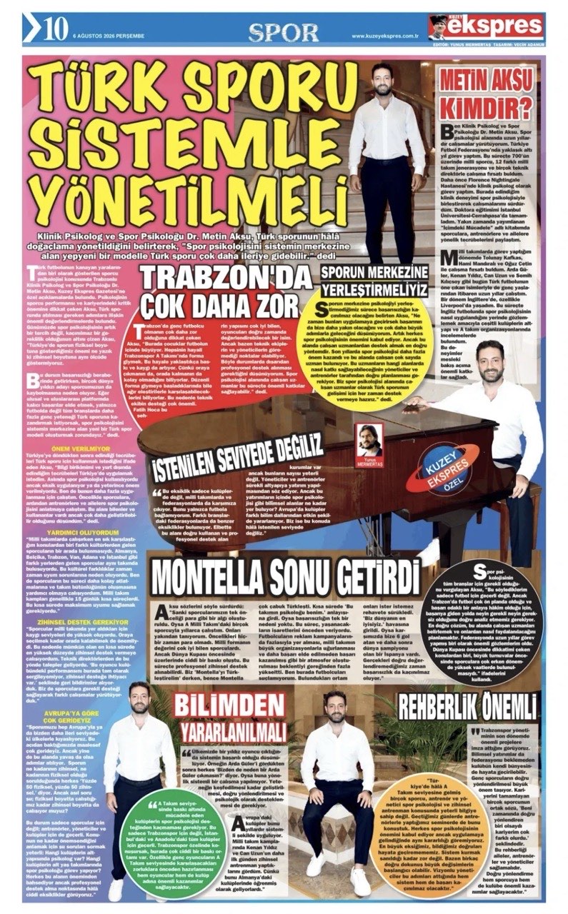 Kuzey Ekspres Gazetesi'nde yayımlanan Dr. Metin Aksu röportajı